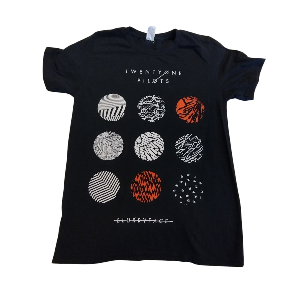EUC Twenty One 21 Pilots Bkyrrface Graphic Tee - BlackWhite & Orange Circles